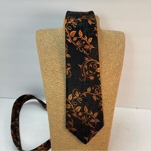 Hi-Tie Men's Orange and black Textured Silk Tie Italy
